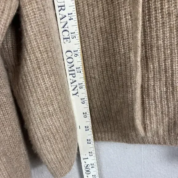 Quince Women's Size L Oatmeal Mongolian Cashmere Fisherman Pullover Hoodie - Picture 4 of 9